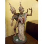 LLADRO MATT FIGURE GROUP 12058 "THAI DANCING COUPLE" 56CM HIGH