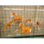 FIVE BESWICK GLOSS PALOMINO FOALS