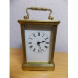 20 TH CENTURY BRASS CASED CARRIAGE CLOCK 12CM H