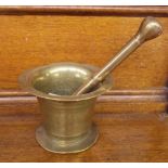 BRASS MORTAR AND PESTLE OF WAISTED FORM