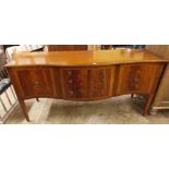 GEORGE III STYLE MAHOGANY CROSS BANDED SERPENTINE SIDEBOARD