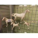 FOUR BESWICK GREY GLOSS HORSE AND FOALS