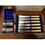 CANTEEN OF MAPPIN AND WEBB EP FISH CUTLERY FOR SIX PLACES-CASED SET OF SIX NAPKIN RINGS