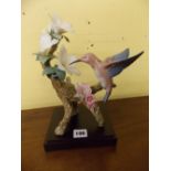 LLADRO FIGURE GROUP "HUMMINGBIRD" 28CM HIGH SOME PETALS A/F