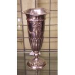 LONDON SILVER TRUMPET SPILL VASE WITH RIBBON TIED DECORATION