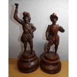 PAIR OF CARVED FIGURES OF MUSKETEERS