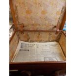 VINTAGE MID 20 TH CENTURY LEATHER STITCHED SUITCASE