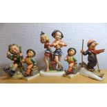 FIVE MJ HUMMEL FIGURE GROUPS INC SKIER,