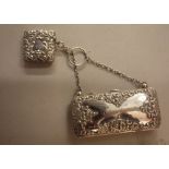 BIRMINGHAM SILVER EMBOSSED EVENING PURSE AND VESTA CASE