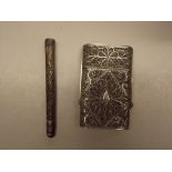 WHITE METAL FILIGREE WORK CASE AND CHEROOT HOLDER