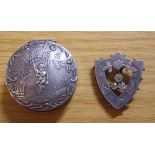 SILVER ROUGE POT AND HEART SHAPED BROOCH