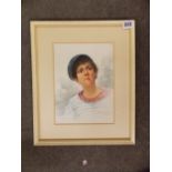 20TH CENTURY FRENCH SCHOOL WATERCOLOUR YOUNG PERSON SMOKING INDISTINCTLY SGD 25CMX19CM