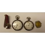 BAG OF TWO POCKET WATCHES AND TWO WRIST WATCHES A/F