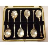 CASED SIX FLAT SEAL TOP FINIAL SPOONS