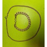 9CT FLAT CURVE LINK CHAIN, AND 9CT ROSE GOLD BRACELET 12.