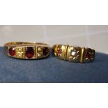 18CT GOLD RUBY AND SEED PEARL SET RING 2.
