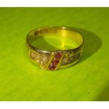 15CT GOLD RUBY SEED PEARL RING