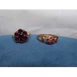 9CT RUBY CLUSTER DRESS RING AND A 9CT RUBY CLUSTER RING 5.