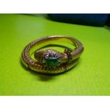 VICTORIAN UNMARKED GILT METAL COILED SERPENT BANGLE