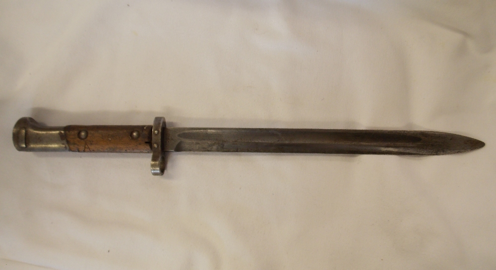 WORLD WAR II BAYONET IN SCABBARD ON LEATHER BELT WITH AMMUNITION POUCHES - Image 2 of 3