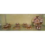 19TH CENTURY DAVENPORT ENGLISH IMARI PATTERN FIVE CUPS AND SIX SAUCERS - ONE A/F,