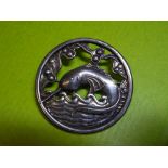 STERLING SILVER SWORDFISH CIRCULAR BROOCH