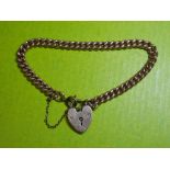 9CT ROSE GOLD BRACELET WITH HEART PADLOCK 16.