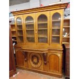 MID VICTORIAN GOLDEN OAK LIBRARY BOOKCASE MADE IN WORKSHOP OF THE KENDALL BROTHERS OF WARWICK,