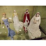 FOUR BONE CHINA FIGURES, ROYAL WORCESTER AND ROYAL DOULTON - DIANA PRINCESS OF WALES,