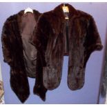 LADIES TWO DARK BROWN FUR WRAPS