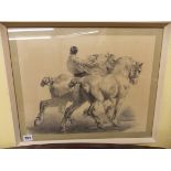 19TH CENTURY ENGLISH SCHOOL - *EDITH* 1878 - PENCIL ON PAPER WORK HORSES F/G 45CM W X 34CM H