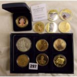 DIAMOND JUBILEE COOK ISLANDS ONE DOLLAR AND OTHER COMMONWEALTH COMMEMORATIVE GOLD PLATED COINS