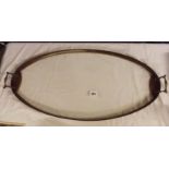 SATINWOOD AND MAHOGANY OVAL GALLERY TRAY 72cm