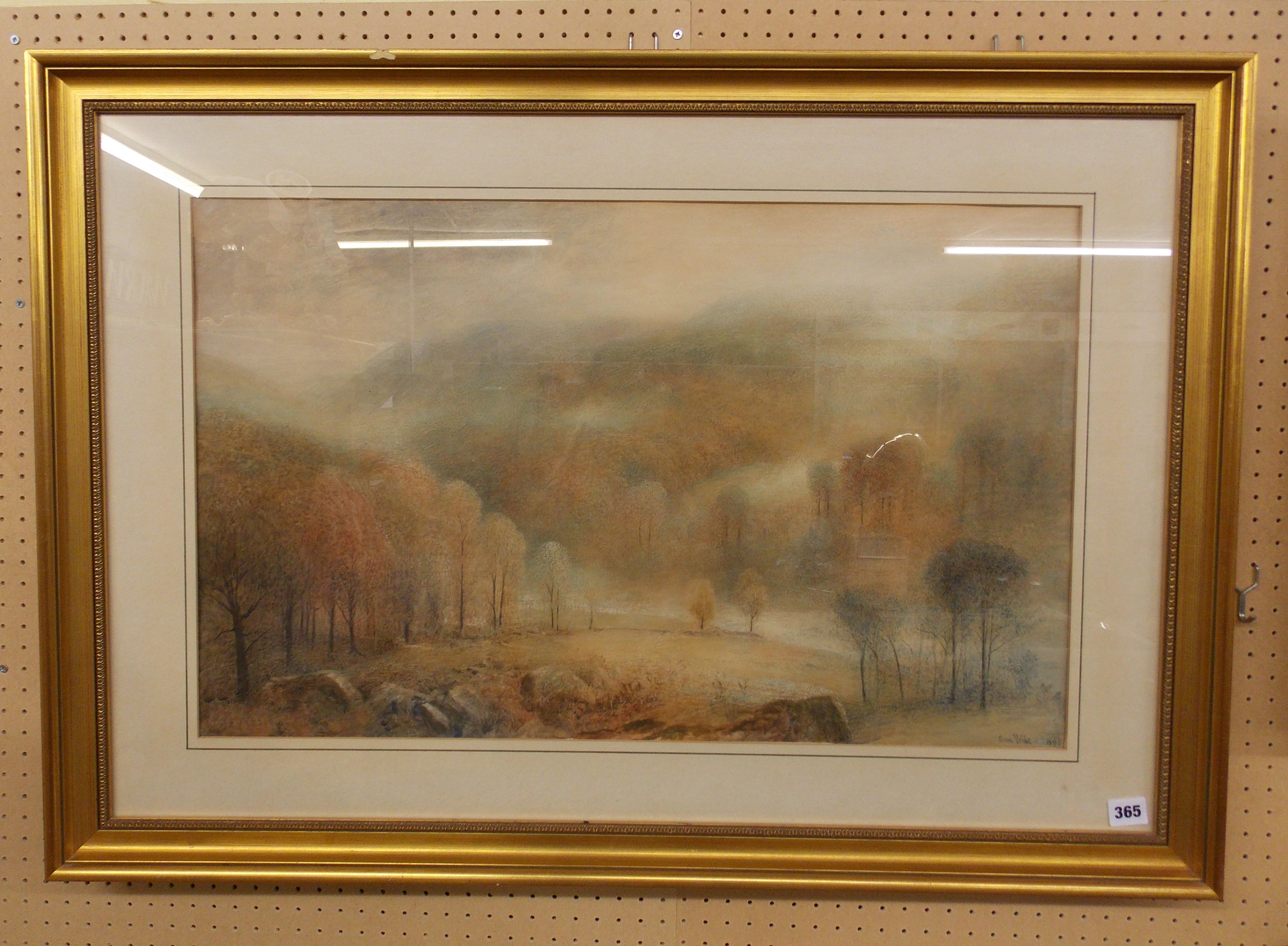 SAM PRIDE ENGLISH SCHOOL WATERCOLOUR FOREST LANDSCAPE SIGNED AND DATED 1895 F/G 74CM W X 45CM H