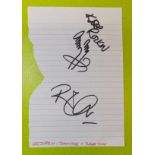 LED ZEPPELIN: NOTEBOOK PAGE AUTOGRAPHS BY JIMMY PAGE AND ROBERT PLANT