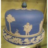 POWDER BLUE JASPERWARE STILTON DOME AND COVER 27cm APPROX