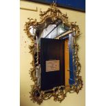 20TH CENTURY GILT METAL FRAMED ROCOCO REVIVAL MIRROR