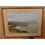 GEORGE TREVOR WATERCOLOUR COASTAL LANDSCAPE F/G SIGNED LOWER RIGHT 35CM X 24.