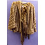 LADIES MINK/FUR SLEEVELESS JACKET AND MATCHING ANIMAL FUR MINK SCARF