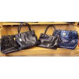 TWO SUZY SMITH HANDBAGS - ONE NAVY AND ONE BLACK AND TWO CARVELA HANDBAGS - ONE NAVY AND ONE BLACK