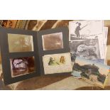 MID 20TH CENTURY PHOTOGRAPH ALBUM, EIGHT WWI/WWII SILHOUETTE SERIES POSTCARDS,