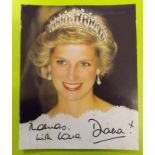 PRINCESS DIANA AUTOGRAPH PHOTO (PURCHASED FROM FAMILY TRUST IN AUSTRALIA)