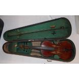 20TH CENTURY CHILD'S VIOLIN AND BOW A/F