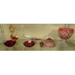 SELECTION OF 20TH CENTURY ITALIAN AND BOHEMIAN COLOURED GLASSWARE,