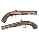 A pair of officer’s 16 bore holster pistols, by W Bond, London, c 1820, with percussion breech