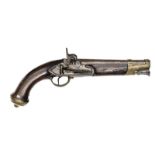 A 12 bore Spanish Garde du Corps style miquelet percussion holster pistol, c 1825, converted from