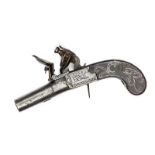 An 80 bore flintlock boxlock muff pistol by D. Egg, c 1800, 4¾” overall, turn off barrel 1½”, with