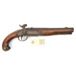 A mid European 20 bore percussion holster pistol, converted from flintlock, c 1780, 13½” overall,