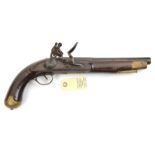 An early 19th century middle eastern 16 bore flintlock holster pistol of military appearance, 15½”