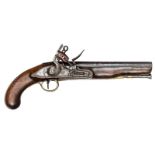 A 10 bore 1796 pattern Volunteer flintlock holster pistol, 15½” overall, barrel 9” with London and